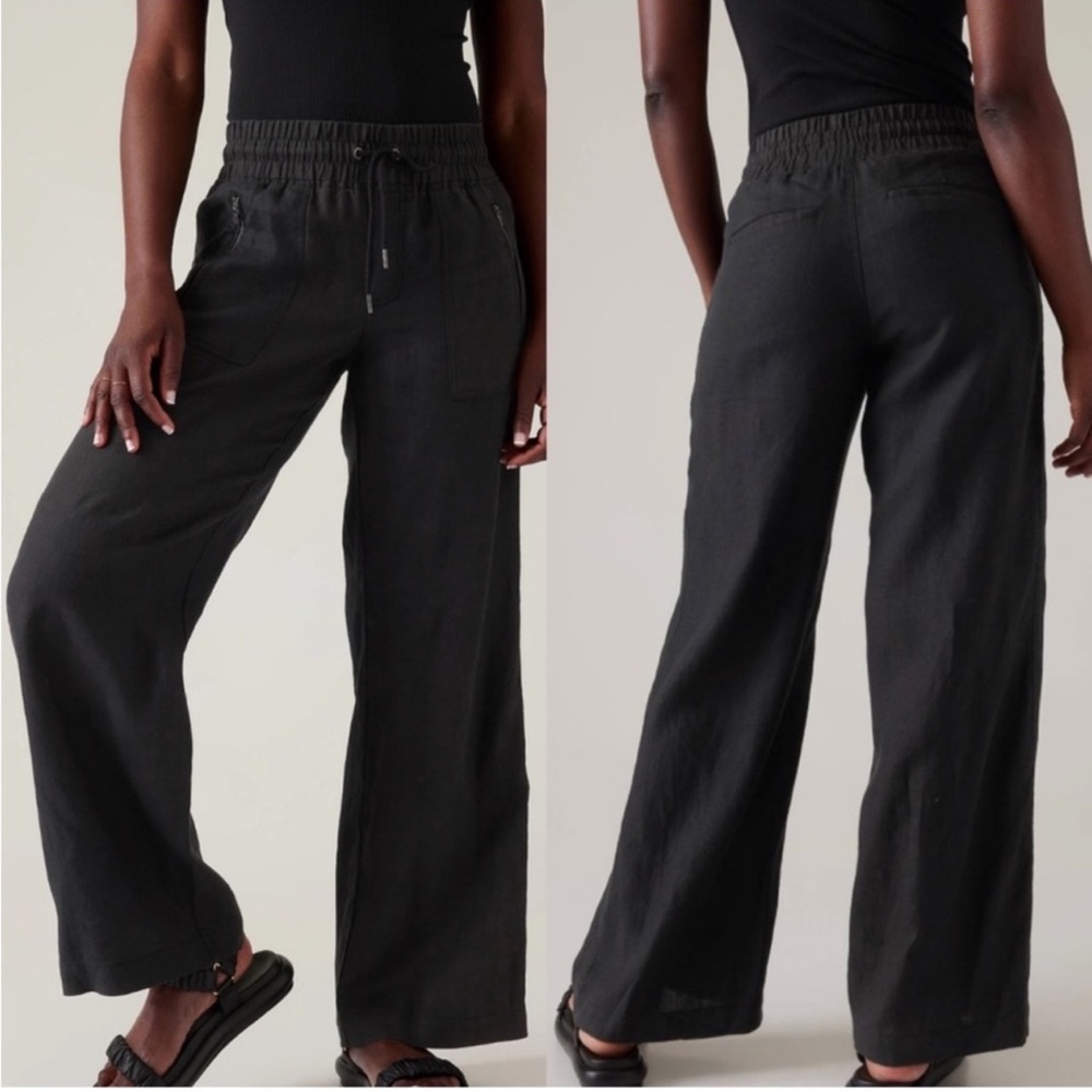 ATHLETA Cabo Linen Wide Leg Pants Black bb.